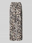 Spodnie damskie - Spodnie materiałowe z szeroką nogawką i elastycznym pasem model ‘JOSA’ - miniaturka - grafika 1