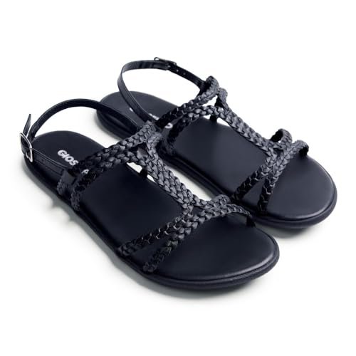 GIOSEPPO Damski pasek Nedelja T-Strap, czarny/biały, 6 UK