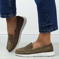 Mokasyny damskie - Brązowe skórzane mokasyny damskie Sergio Leone sp012 - miniaturka - grafika 1