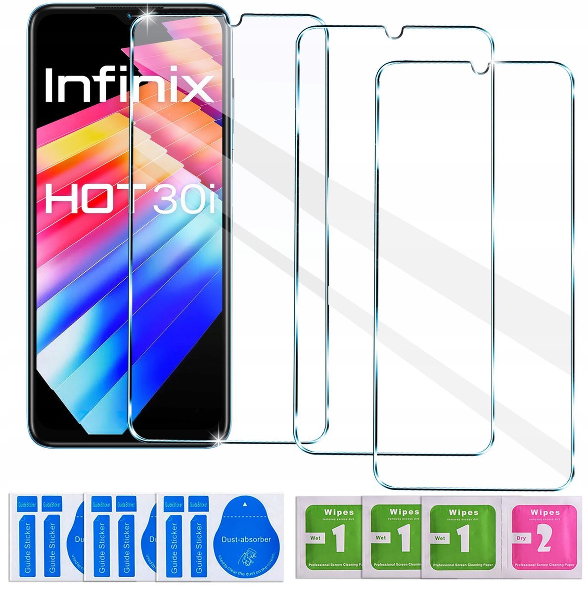 3x SZKŁO HARTOWANE do Infinix HOT 30i SZYBKA 9Hzestaw 3 sztuk