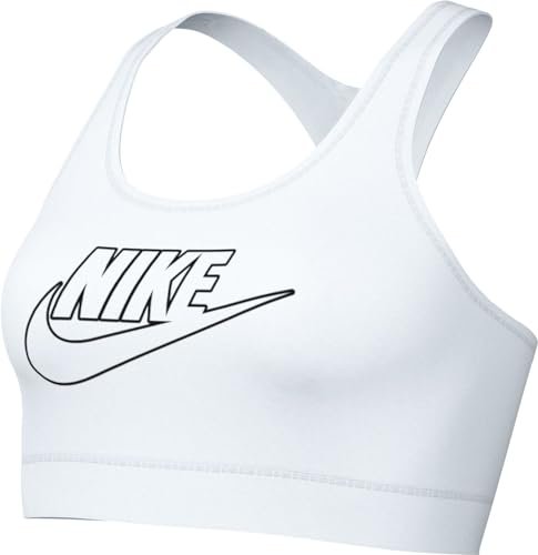 Nike damski biustonosz W Nk Swsh Med Spt Futura Bra, biały/czarny/biały, FB4080-100, XS