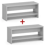 Wyposażenie sportowe i gimnastyczne - Ławka szatniowa z półka na obuwie 1+1 GRATIS, wzmocniona, 1000 mm, szara - miniaturka - grafika 1