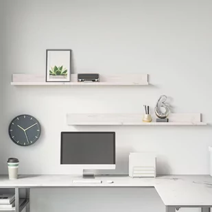 vidaXL Półki ścienne, 2 szt., białe, 110x11x9 cm, drewno sosnowe - Półki do salonu - miniaturka - grafika 1