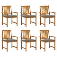 Fotele i krzesła ogrodowe - Lumarko Krzesła ogrodowe z poduszkami, 6 szt., lite drewno akacjowe - miniaturka - grafika 1