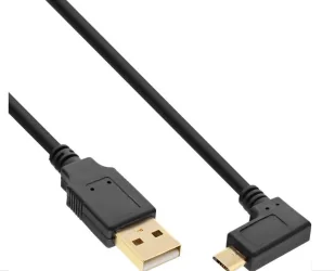 Kabel MicroConnect Micro USB, czarny, 0,5 m USB A - Micro USB B 5P Kątowy, szybki transfer danych do 480 Mb/s - Kable USB - miniaturka - grafika 1
