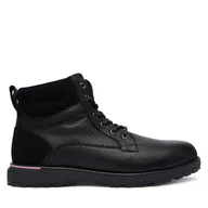 Botki męskie - Trzewiki Tommy Hilfiger Corporate W FM0FM05606 Czarny - miniaturka - grafika 1