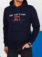Bluzy męskie - Bluza męska z nadrukiem granatowa Dstreet BX5712-L - miniaturka - grafika 1
