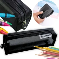 Piórniki - Piórnik Szkolny Przezroczysty Saszetka Do Szkoły Młodzieżowy Siatka Czarny - miniaturka - grafika 1