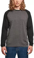 Koszulki męskie - Build Your Brand Męski T-Shirt Contrast Raglan Longsleeve Charcoal/Black M, grafit/czarny (Charcoal/Black), M - miniaturka - grafika 1