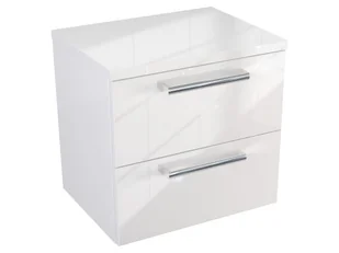 Szafka Wisząca Z Blatem ATH 50 cm - Biały Wysoki Połysk - Uchwyty Chromowane - Szafki łazienkowe - miniaturka - grafika 1