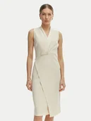 Sukienki - Rinascimento Sukienka koktajlowa CFC0128108003 Beżowy Slim Fit - miniaturka - grafika 1