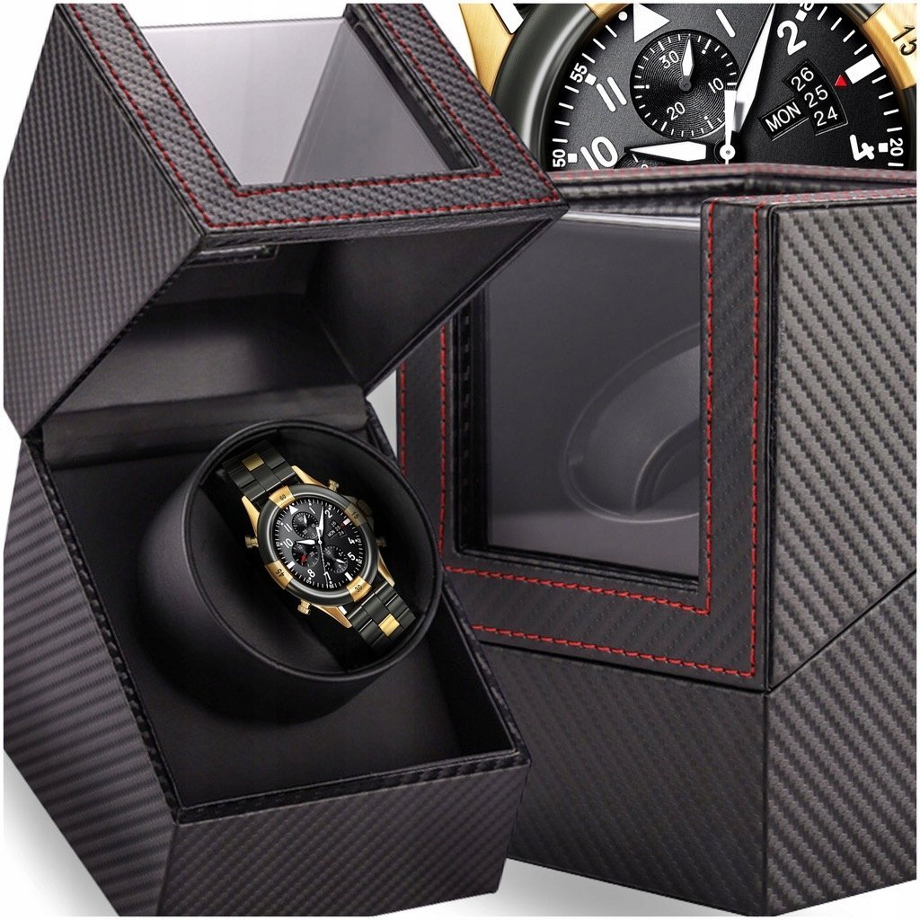 ROTOMAT NA ZEGARKI AUTOMATYCZNE SZKATUŁKA GABLOTKA ETUI EKSPOZYTOR CZARNY
