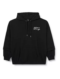 Armani Exchange Damska bluza z kapturem w paski z kontrastowym logo, bluza z kapturem, czarny, XS - Bluzy damskie - miniaturka - grafika 1