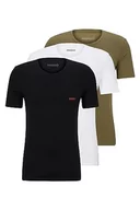 Koszulki męskie - HUGO Męski T-shirt RN Triplet P, trójpak, z bawełny, z nadrukiem logo, Open Green345., XL - miniaturka - grafika 1