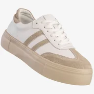 Sneakersy damskie - Sneakersy Damskie Skórzane Na Platformie Buty Sportowe Białe Filippo DP6841/25WH BE Biały 40 - miniaturka - grafika 1