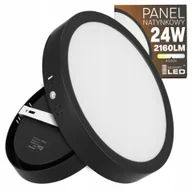 Lampy sufitowe - Panel Plafon Sufitowy Led Natynkowy Okrągły Czarny 24W Nie Mruga CCD Lampa - miniaturka - grafika 1
