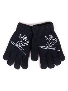 Rękawiczki Chłopięce Wełniane Ocieplane Czarne Snowboard 16 Cm - Rękawiczki dla dzieci - miniaturka - grafika 1