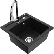 Zlewozmywaki z baterią - Mexen Vito zlewozmywak granitowy 1-komorowy z baterią kuchenną Elia, czarny - 6503-77-670101-00 - miniaturka - grafika 1