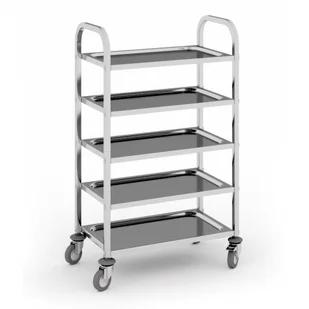 B2B Partner Wózek półkowy ze stali nierdzewnej, 705x405x1250 mm, 5 półek 434063 - Wózki na żywność - miniaturka - grafika 1