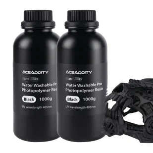 Aceaddity Zmywalna wodą żywica do drukarek 3D, niski skurcz, 405 nm, utwardzana promieniami UV fotopolimerowa żywica drukarska, wysoka precyzja i łatwość czyszczenia, odpowiednia do drukarek 3D 2K/4K/8K LCD/DPL/SLA šC Black, 1000 g (2 szt.) - Filamenty i akcesoria do drukarek 3D - miniaturka - grafika 1