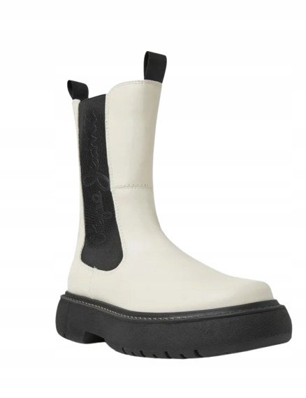 PEPE JEANS BIAŁE BOTKI ZE SKÓRY NATURALNEJ NA PŁASKIEJ PODESZWIE 36 3_A