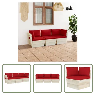 The Living Store sofa ogrodowa z palet 3-osobowa z poduszkami drewno świerkowe - Sofy ogrodowe - miniaturka - grafika 1