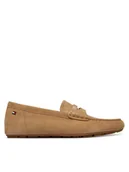 Klapki i japonki damskie - Tommy Hilfiger Mokasyny Flag Soft Suede Driver Loafer FW0FW08558 Brązowy - miniaturka - grafika 1