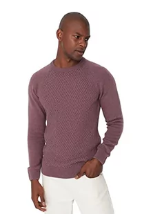 Trendyol Męska bluza z okrągłym dekoltem, gładka, wąska bluza, Pudrowy róż, L - Bluzy męskie - miniaturka - grafika 1