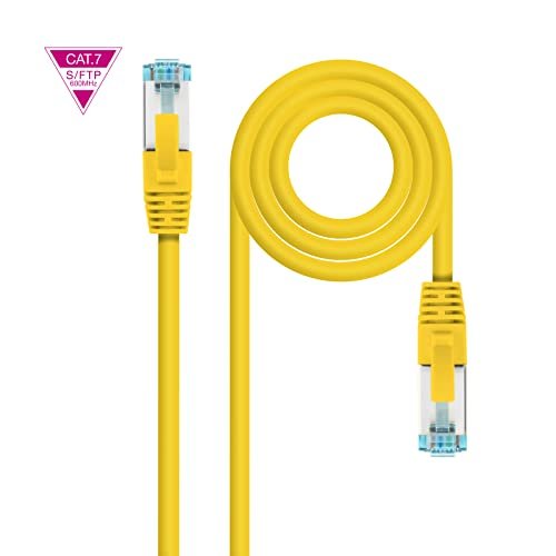 Kabel sieciowy kategorii 7, LSZH (niskopalny, bezhalogenowy), SFTP (ekranowany i pleciony), PIMF (indywidualnie ekranowana para), AWG26 Gauge, żółty, długość 50 cm.