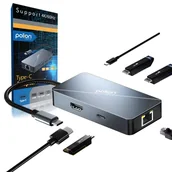 Huby USB - Adapter HUB 6w1 POLION USB-C przejściówka USB 3.2 PD 100W HDMI 4K LAN 1Gb - miniaturka - grafika 1