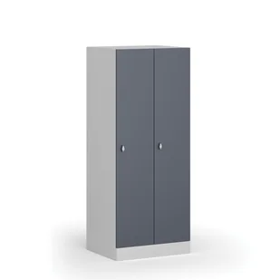 Szafka ubraniowa obniżona, 2 schowki, 1500 x 600 x 500 mm, zamek obrotowy, drzwi ciemnoszare - Szafki biurowe - miniaturka - grafika 1