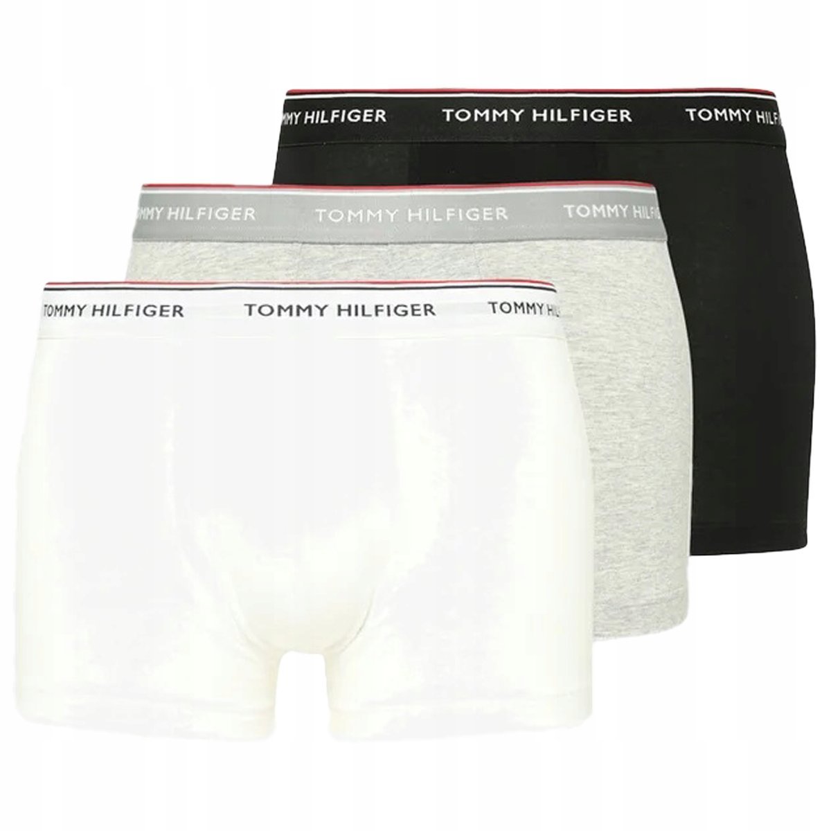Tommy Hilfiger Bokserki Czarne Białe Szare Majtki Męskie z gumką 3 PAK XXL