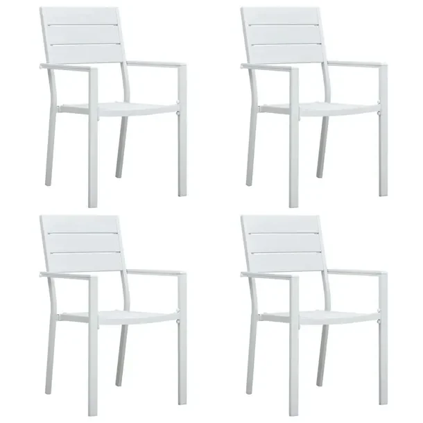 Zestaw 4 krzeseł ogrodowych HDPE, biały, 62 x 55,5 x 88,5 cm