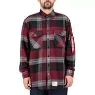Koszule męskie - ALPHA INDUSTRIES Męska koszula flanelowa polo, 94-czarny/czerwony, XXL - miniaturka - grafika 1
