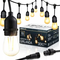 Girlandy - Girlanda Ogrodowa Zewnętrzna Łańcuch Świetlny Led 15m 30xE27 żarówka1W - miniaturka - grafika 1