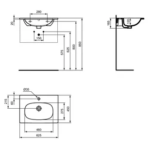 Ideal Standard Tesi Umywalka meblowa 62,5x45 cm czarny mat T3510V3 - Umywalki - miniaturka - grafika 2