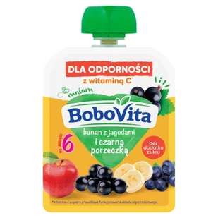 BOBOVITA BANAN Z JAGODAMI I CZARNĄ PORZECZKĄ - Koncentraty warzywne, przeciery - miniaturka - grafika 1
