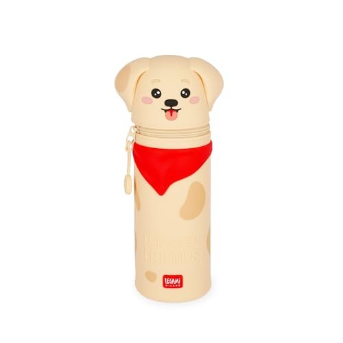 Legami - Kawaii Piórnik szkolny 2 w 1 z miękkiego silikonu, Fur-ever Friends, uchwyt na długopisy stołowe, zamknięcie na zamek błyskawiczny, długopisy kredkowe, wys. 20 cm