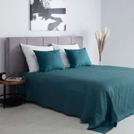 Narzuty - Narzuta na łóżko 260x260 Linen emerald - miniaturka - grafika 1