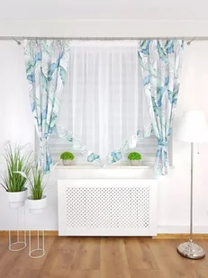 Firana z zasłonami w modne liście, firanka 400x160 do salonu jasna - Firany Firana z zasłonami w modne liście, firanka 400x160 do salonu jasna - Firany - miniaturka - grafika 1