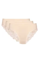 Majtki damskie - Gorteks Figi Eliza bawełniane z koronkowym tyłem trójpak Beżowy 38 - miniaturka - grafika 1