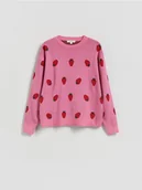 Swetry damskie - Reserved - Wzorzysty sweter z bawełną - różowy - miniaturka - grafika 1