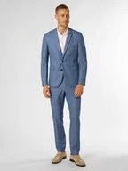 Garnitury - Finshley & Harding London Męski garnitur Mężczyźni Slim Fit Sztuczne włókno niebieski w kratkę, 46 - miniaturka - grafika 1