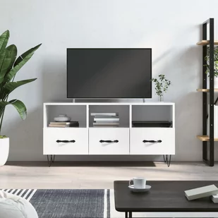vidaXL Szafka pod TV, biała, wysoki połysk, 102x36x50 cm - Szafki RTV - miniaturka - grafika 1