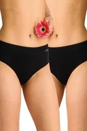 Majtki damskie - Figi damskie bawełniane (2pack) klasyczne gładkie o pełnym tyle czarne LPC 185 Key - miniaturka - grafika 1