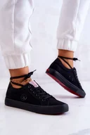 Trampki damskie - Damskie Tenisówki Materiałowe Cross Jeans Jj2R4049C Czarne-36 - miniaturka - grafika 1