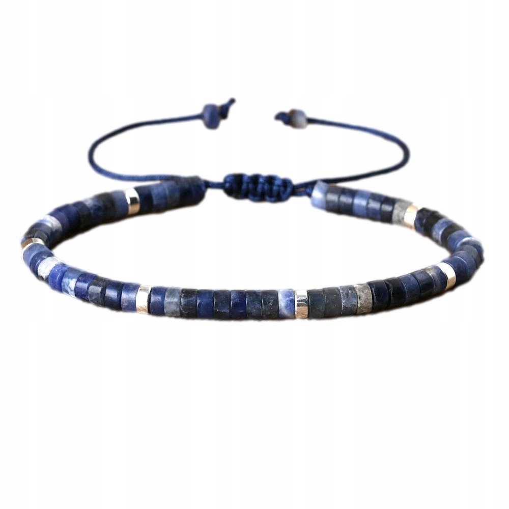 Bransoletka Koraliki Kamień Naturalny Niebieski Sodalit 2x4 mm Regulowany