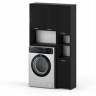 Szafki łazienkowe - Zestaw Łazienkowy Słupek Szafka Nad Pralke Czarna - miniaturka - grafika 1