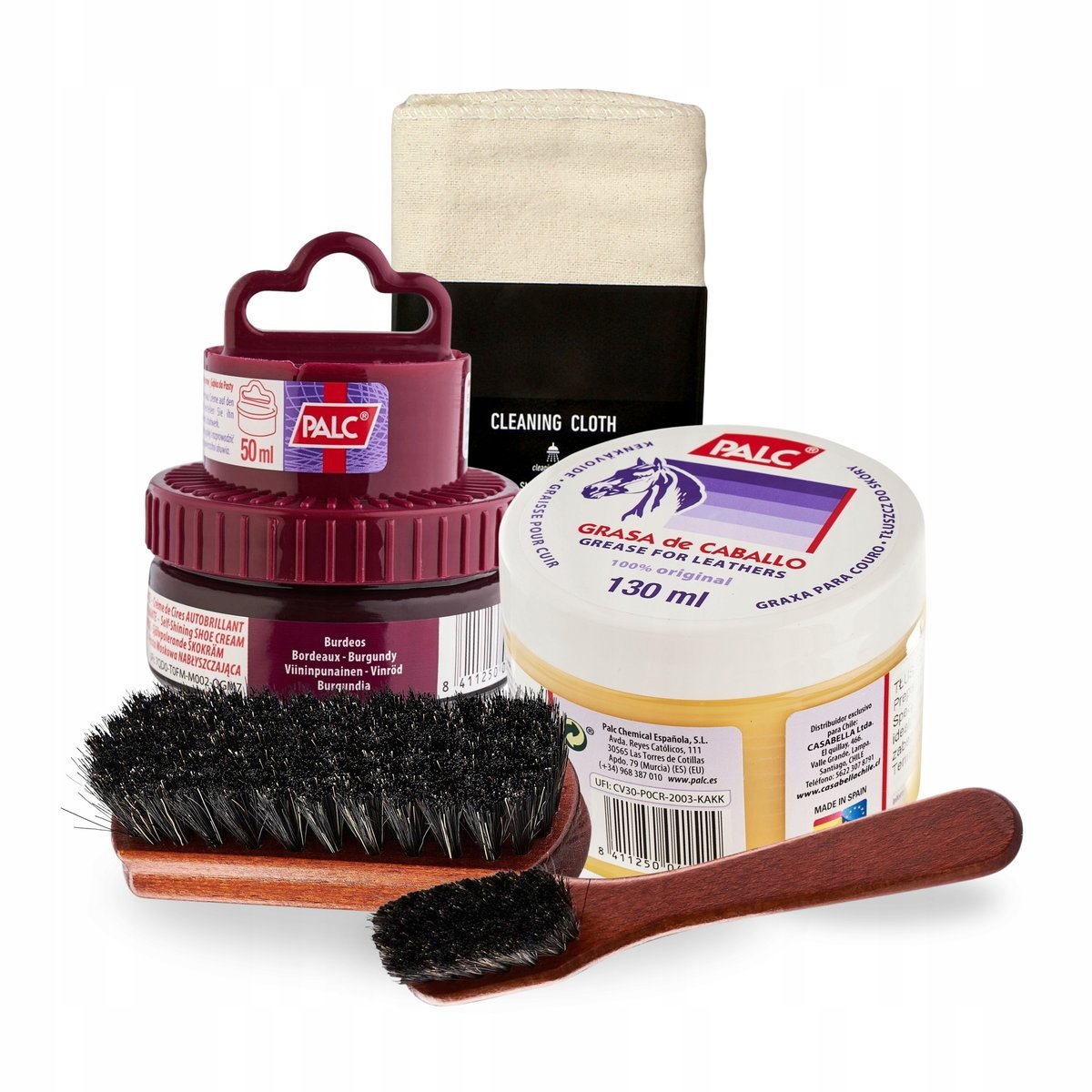 Bordowa Pasta z Tłuszczem i Akcesoriami dla Czystości Butów Palc Zestaw 5w1
