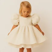 Sukienki i spódniczki dla dziewczynek - Kremowa sukienka dla dziecka - miniaturka - grafika 1